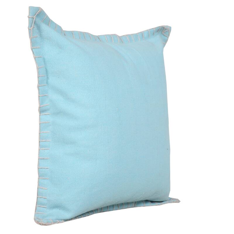 Handwoven Flanged Border Square Throw Pillow - 18" - Pale Blue