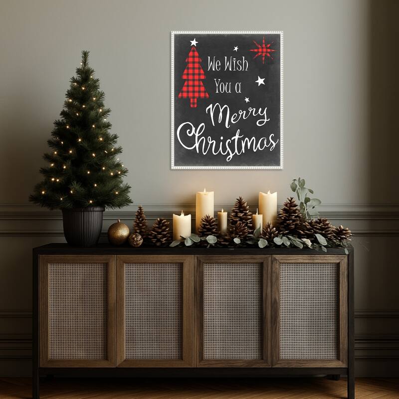 We Wish in Red by Sharon Chandler (23 x 28 in.), Framed Canvas Wall Art Print - Sylvie Beaded White