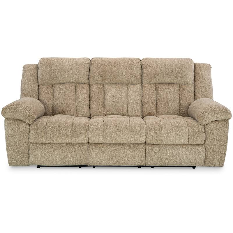 Kendy Power Recliner Sofa, USB Ports, Beige Brown Polyester 91 Inch