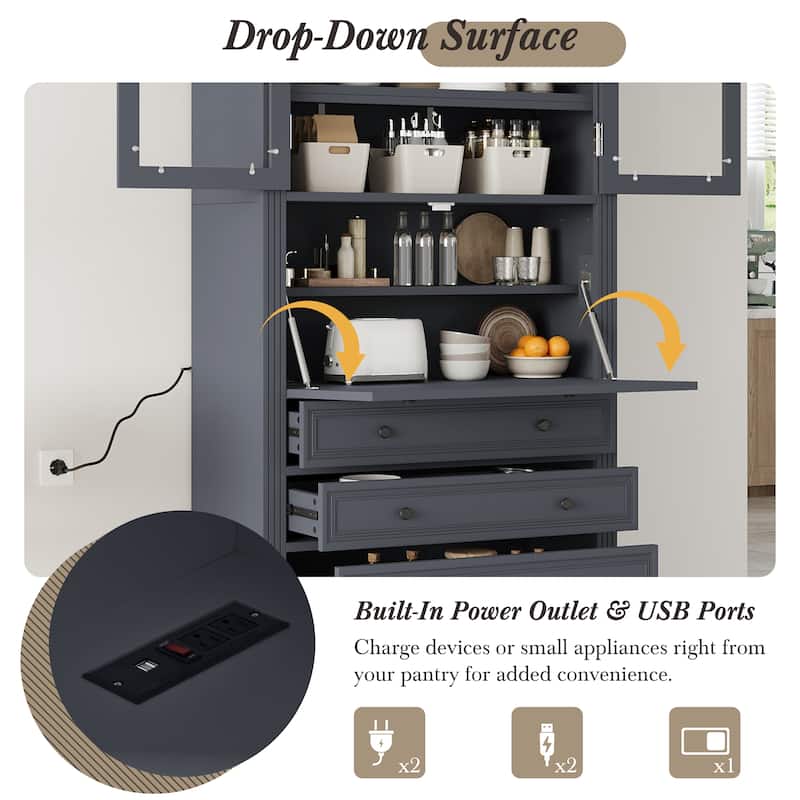 Freestanding Kitchen Pantry Storage Cabinet