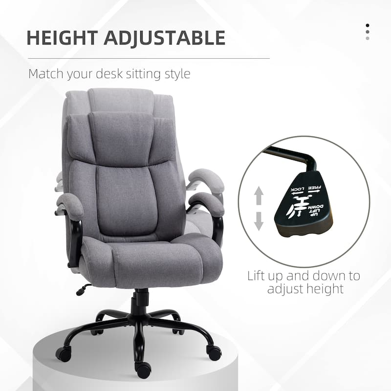 High Back Executive Office Chair for Big and Tall Users, Linen Fabric, 484 lbs, Wide Seat