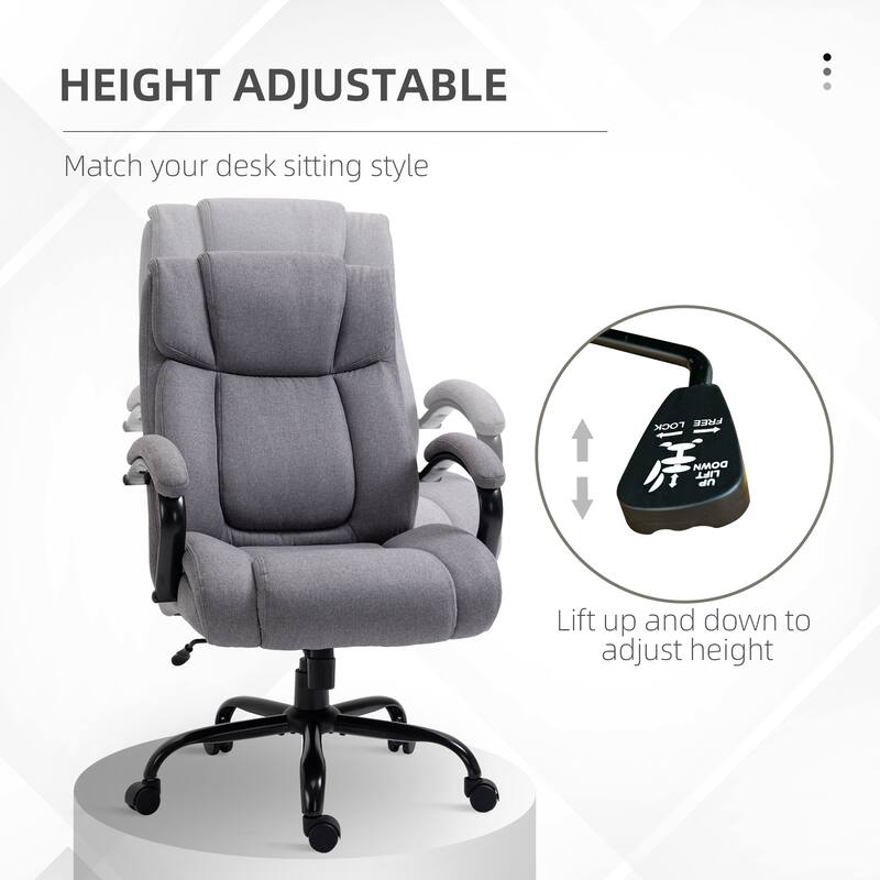 High Back Heightening Office Chair Linen Computer Desk Chair with Adjustable Height Wide Seat and Swivel Wheels, for Office