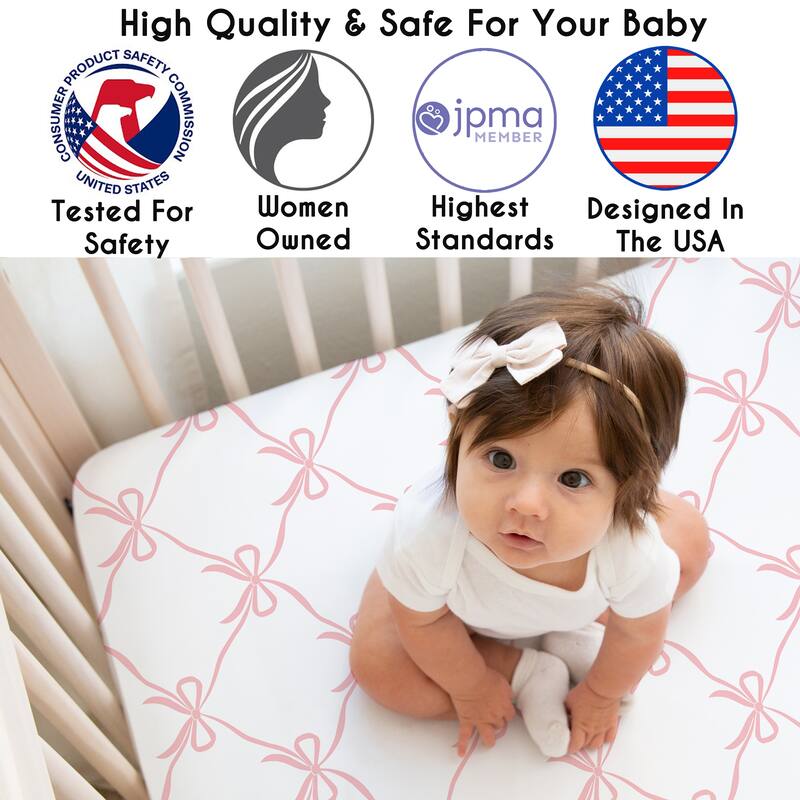 Sweet Jojo Designs Pink Bows Girl Sweet Jojo Designs 6pc Crib Bedding + BreathableBaby Breathable Mesh Liner - Ballet Collection