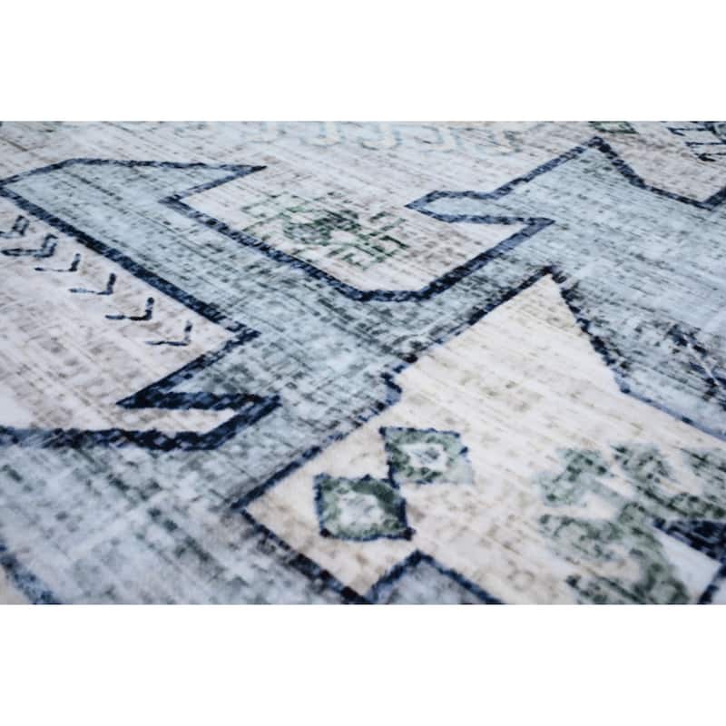 Bibb Home Washable Flannel Printed Area Rug with Latex Back
