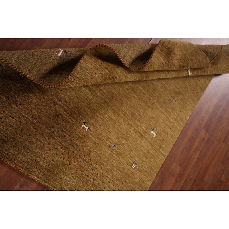 Little Animals Design Gabbeh Accent Rug Hand-Knotted Wool Carpet - 3'11"x 5'10"