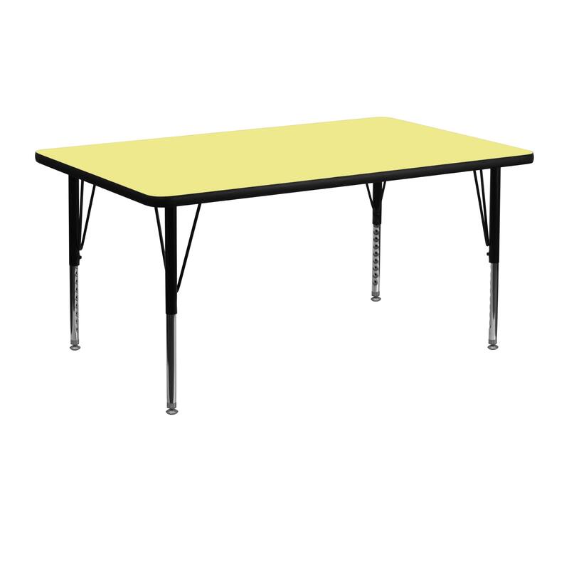 24''W x 48''L Thermal Laminate Activity Table - Adjustable Short Legs - 48"D x 24"W x 16.125" - 25.125"H - Yellow