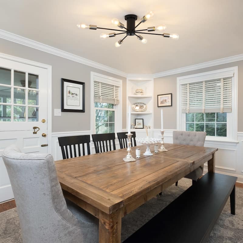 8-Light Modern Semi Flush Mount Lights for Kitchen Study Living Room