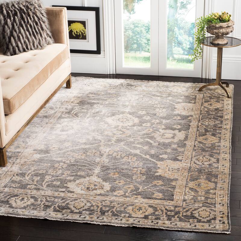 SAFAVIEH Couture Hand-knotted Oushak Clazina Traditional Oriental Wool Rug - 6' x 9' - Dark Grey/Beige