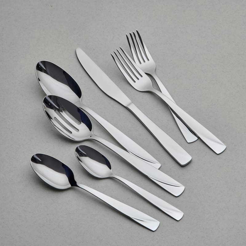 Ornative RHODA 18/0 Stainless Steel Mirror 42 Pieces Flatware Set with Buffet - 10.71" H x 14.37" W x 1.77" D