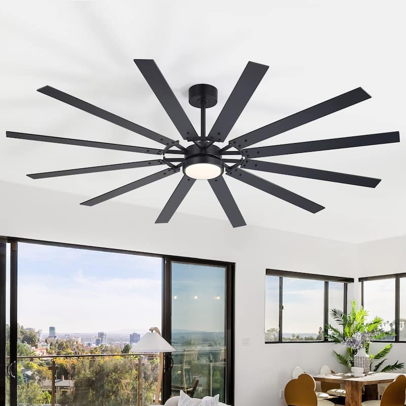 80/72/52/42-IN LED Ceiling Fan with Light Kit and Remote(5/10/12-Blade)