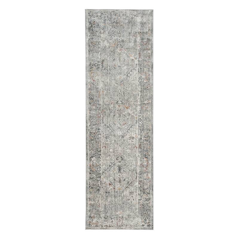Lanfar Hennasie Silver/Orange Polyester Blend Area Rug