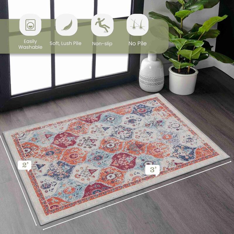 Rustic Rustic Multi-Color Washable Rug