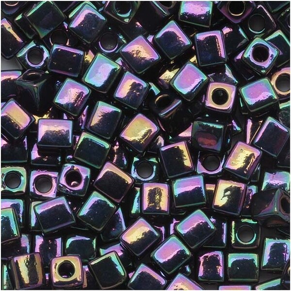 Miyuki 4mm Glass Cube Beads 'Metallic Dark Plum Iris' 454 10 Grams. Opens flyout.