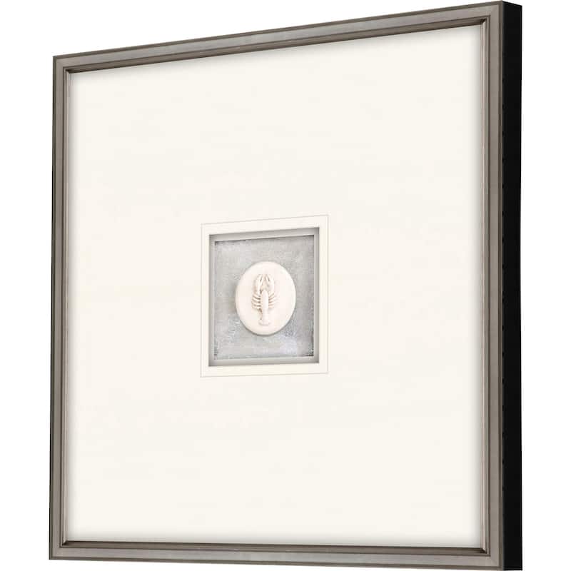 Lobster Intaglio Framed Art Mixed Media Shadow Box Under Glass - White