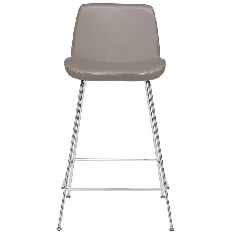 Capri Modern Leatherette Bar and Counter Stool - Gray with Chrome Base - Counter Height