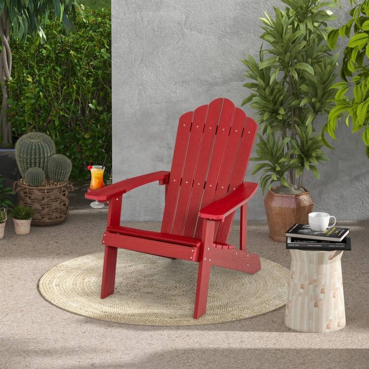 Weather Resistant HIPS Outdoor Adirondack Chair with Cup Holder - 33.4" x 30" x 37"