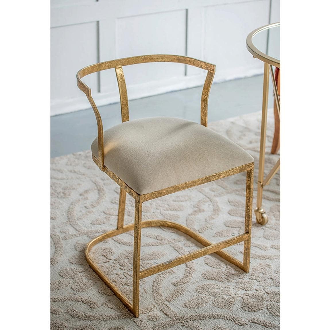 Distressed Gold Chair - Cavendish, White Seat