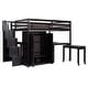 preview thumbnail 34 of 55, Full Size Loft Bed with Stairs, Bookshelf, Drawers, Desk & Wardrobe - Multifunctional Furniture for Kids & Teens