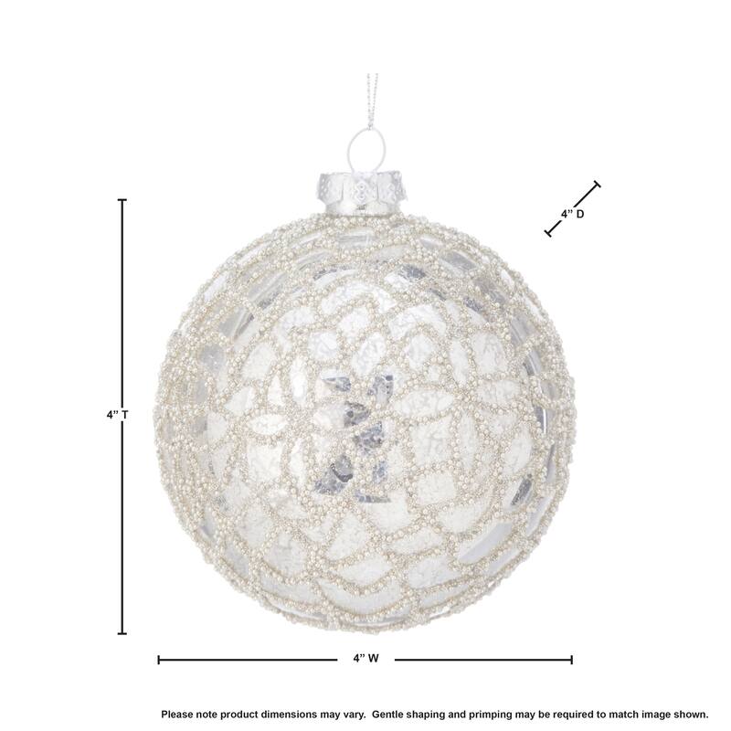 4" Glass Mercury Crystal Ball Ornament Set of 6