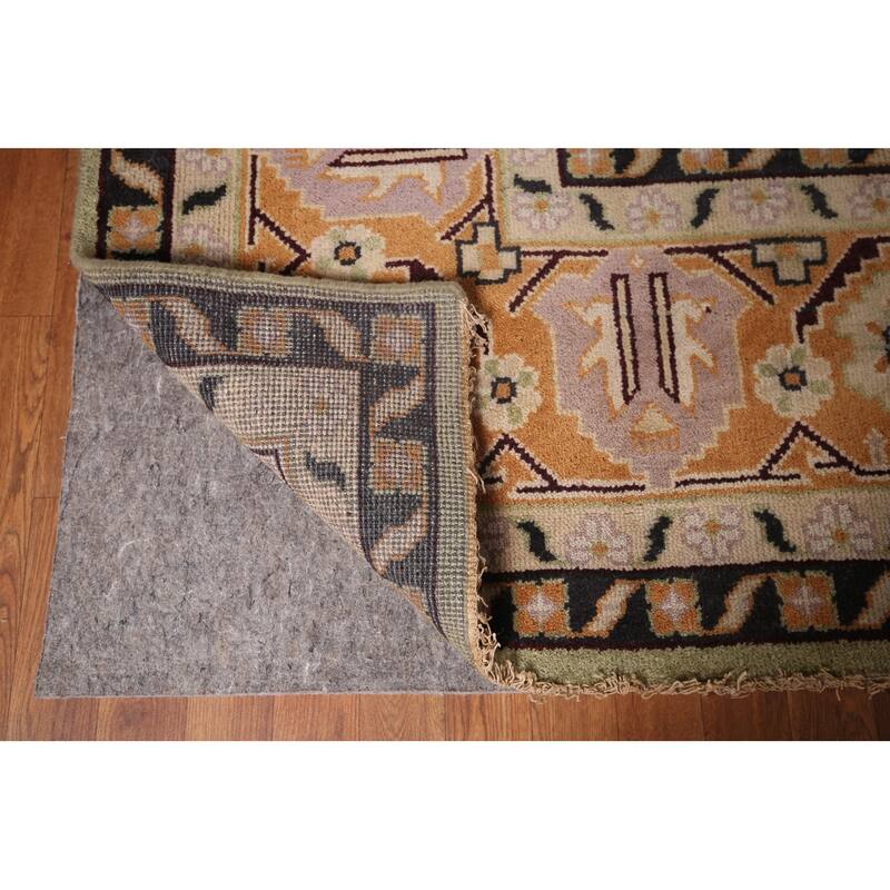 Light Green Geometric Viss Large Indian Rug Hand-Knotted Wool Carpet - 11'10"x 17'11"