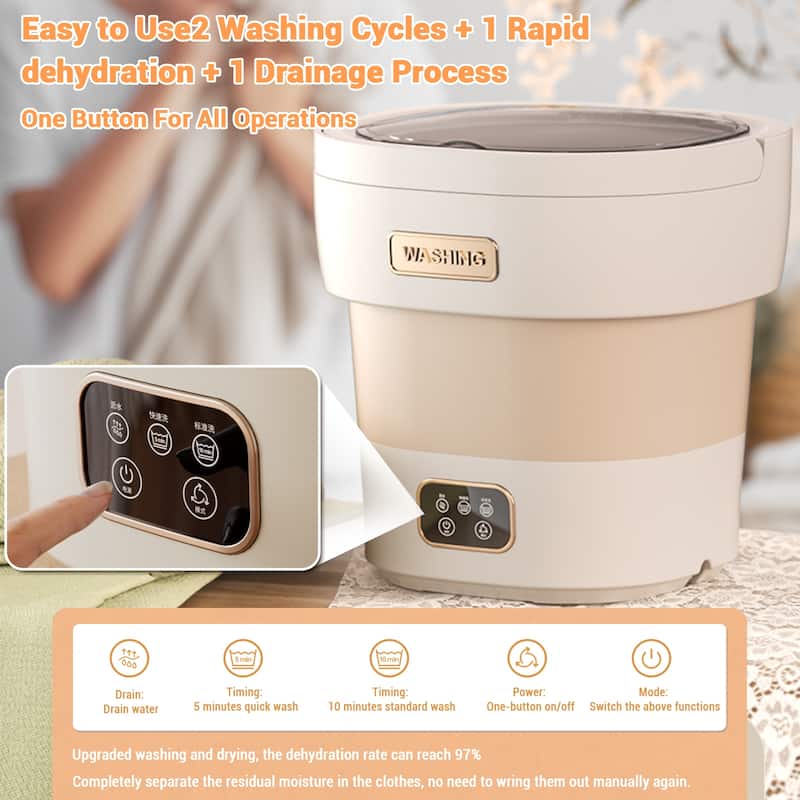 12L Mini Portable Washing Machine and Dryer for RV Travel Hotel Laundry - N/A