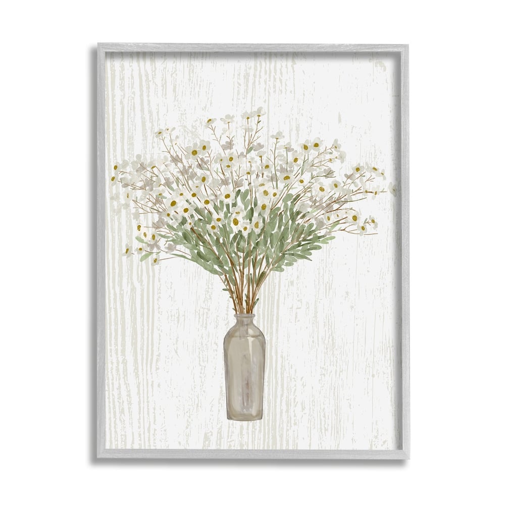 Stupell Country Wildflower Blooms Arrangement Rustic Plank Pattern Framed Wall Art, Design by Ziwei Li