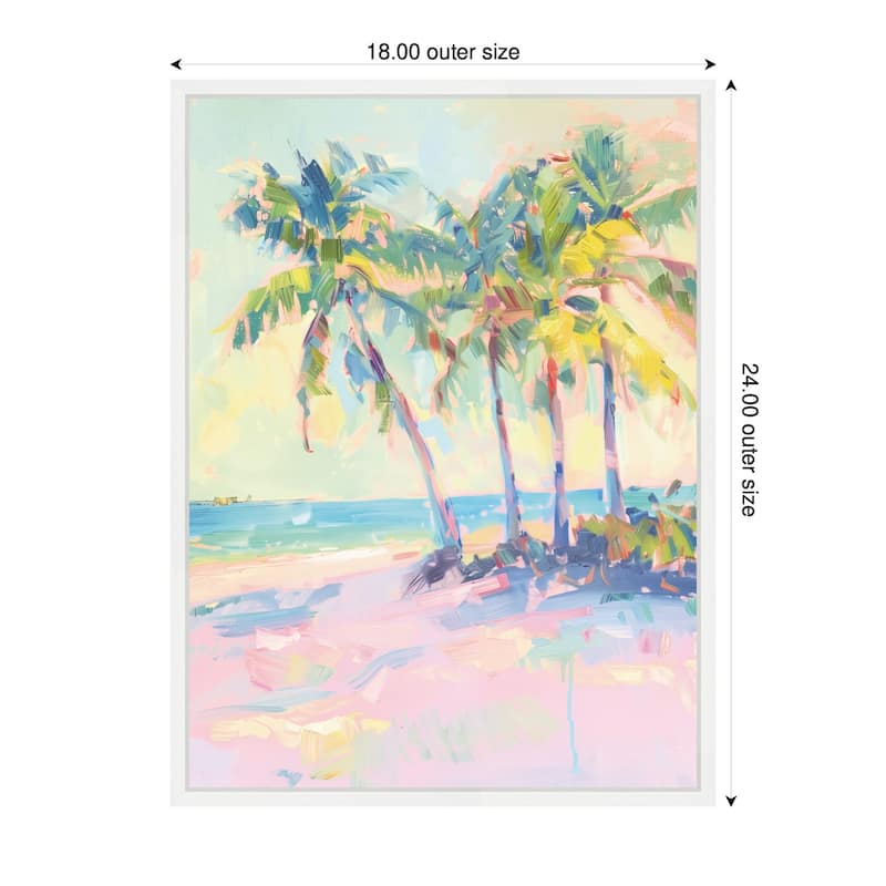 Kate and Laurel Beach Palm Tress Oil Painting by Honey Island Studio Framed Canvas Wall Art Print
