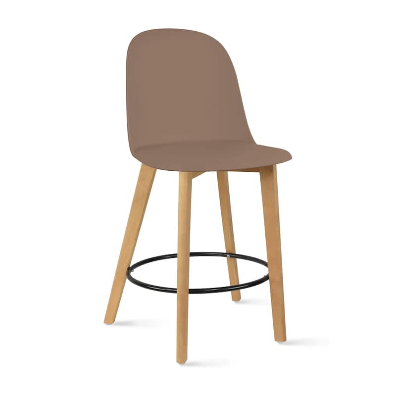 Set of 2 Designer Eiffel Chairs Counter Stools With Backs Side Molded Shell Kitchen Office Dining Dowel Bar Patio