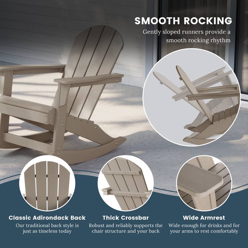 Laguna Hdpe All Weather Outdoor Patio Rocking Chairs With Side Table (3-Piece Set)