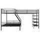preview thumbnail 11 of 10, L-Shaped Metal Twin over Full Bunk Bed with 4 Built-in Shelves, Black