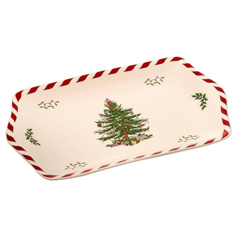 Spode Christmas Tree Peppermint Dessert Tray - Distinctive Decor