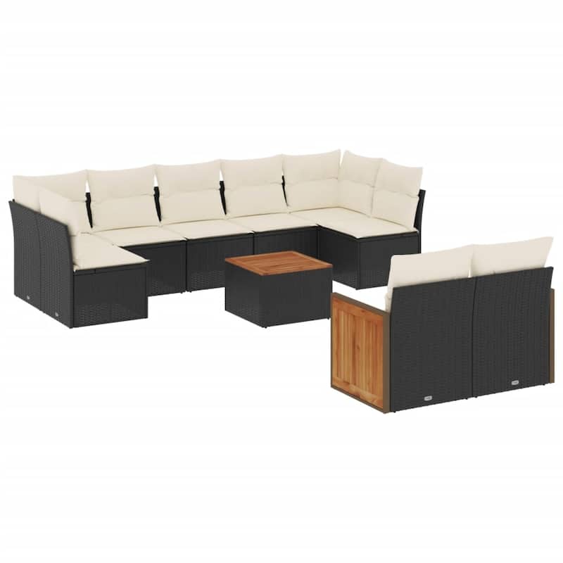 vidaXL Patio Sofa Set with Cushions Outdoor Conversation Furniture Poly Rattan