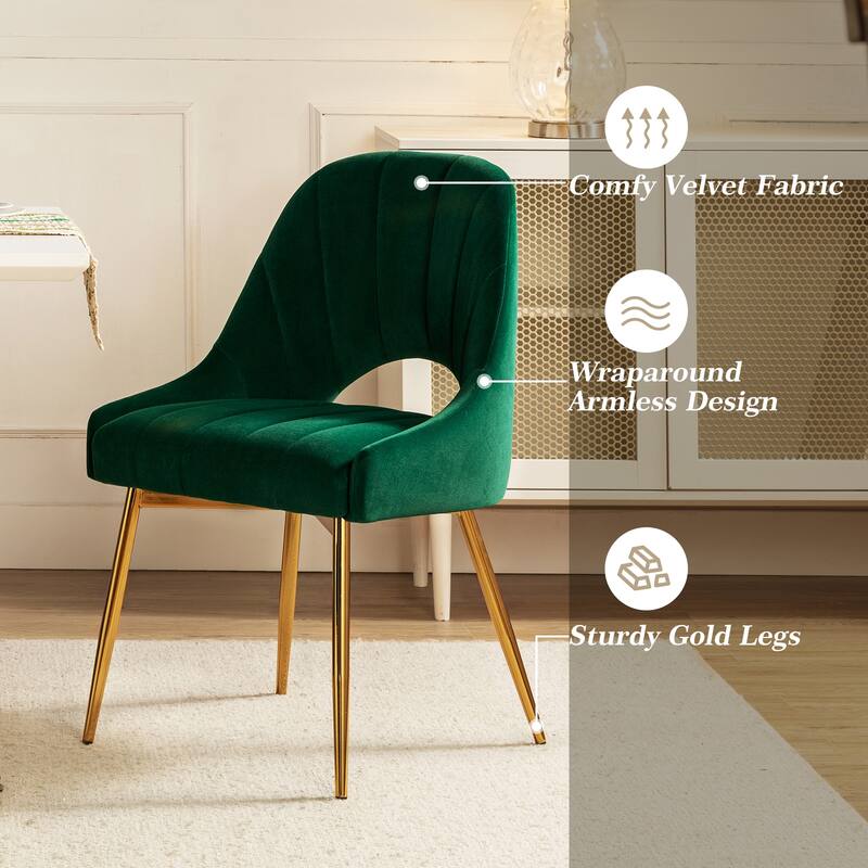Ignaz Comfortable Modern Upholstered Dining Chair with Hollowed-out Back Set of 2 by HULALA HOME