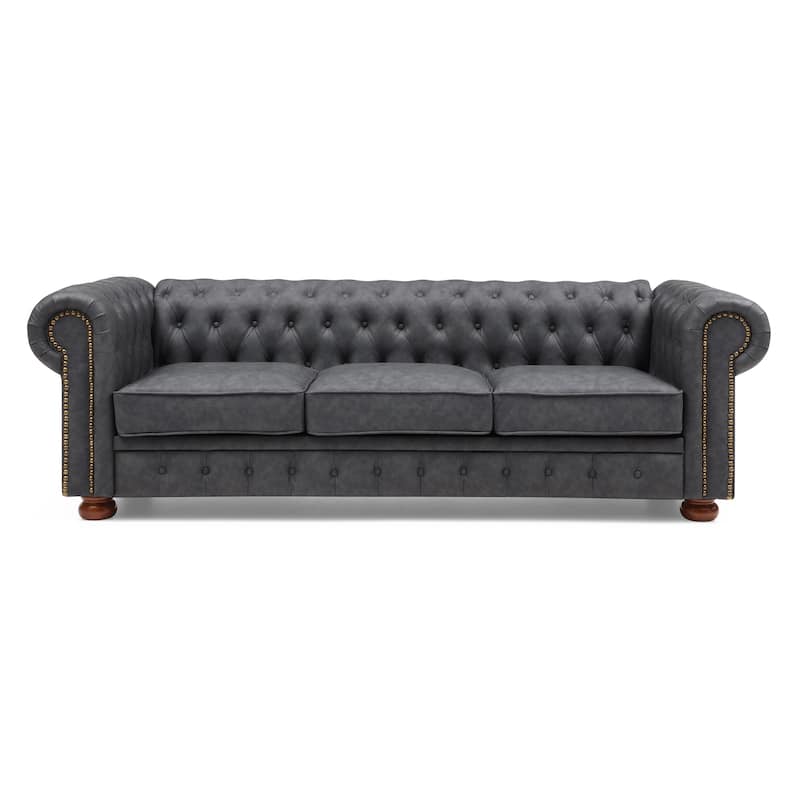 Classic Chesterfield Faux Leather Sofa Couch