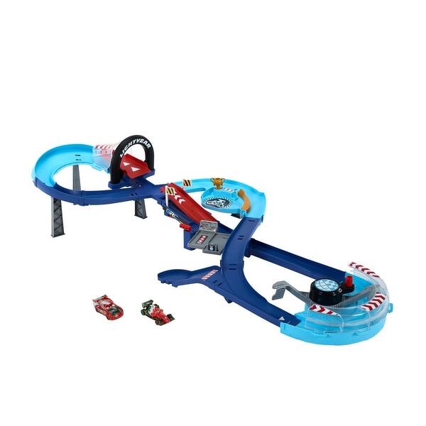 slide 2 of 5, Disney and Pixar Cars Global Racers Cup GRC Jumping Raceway Playset