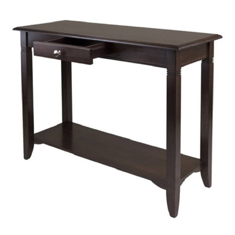 40" cappuccino brown nolan console table with drawer