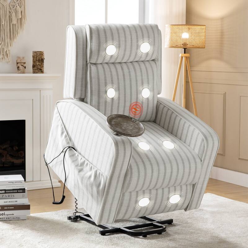Darrell Modern Lift Assist Massage and Heating Power Recliner with Charing and Soild Wood Tray by HULALA HOME