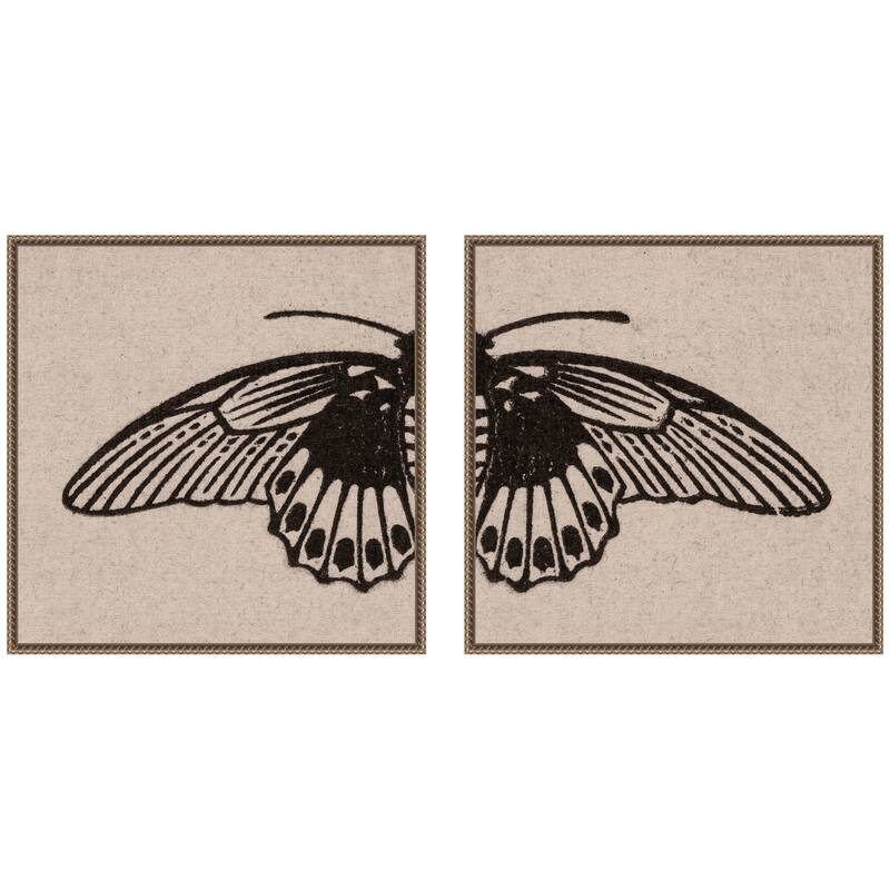 Kate and Laurel Vlinder 1901 Julie de Graag No. 1 & No. 2 2 Piece Framed Canvas Wall Art Set by Nostalgia Prints - 2 Piece Set 22x22
