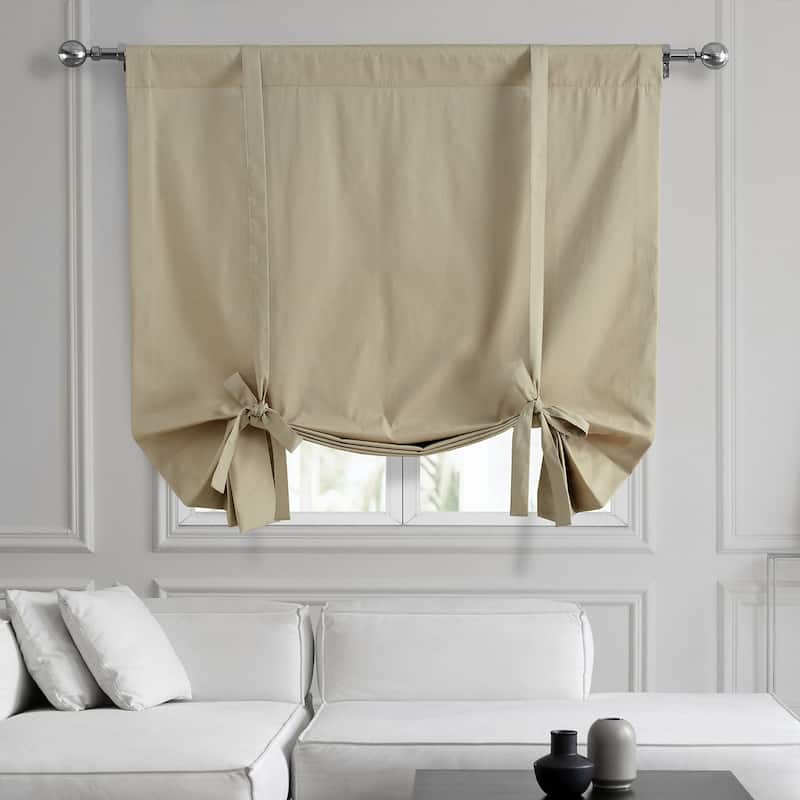 Exclusive Fabrics Solid Cotton Tie-Up Window Shade (1 Panel) - 46 X 63 - Sandstone