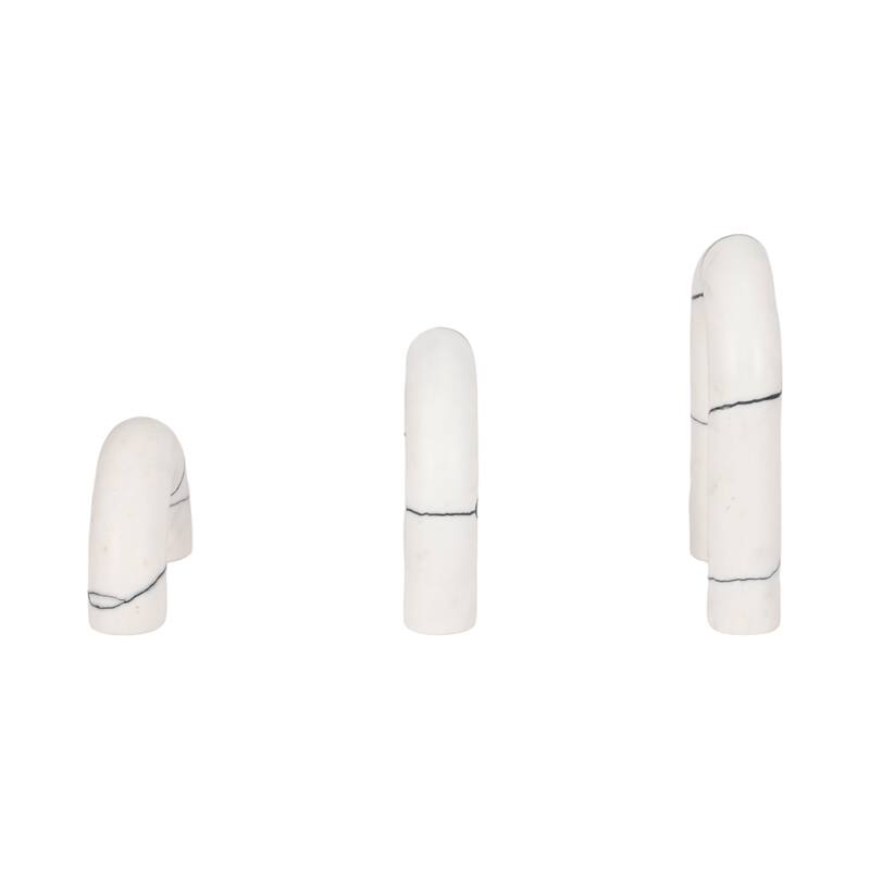 Sagebrook Home 5/7/8" Reaka White Marble Arches, 10"H, Set of 3 - 8" x 2" x 10"