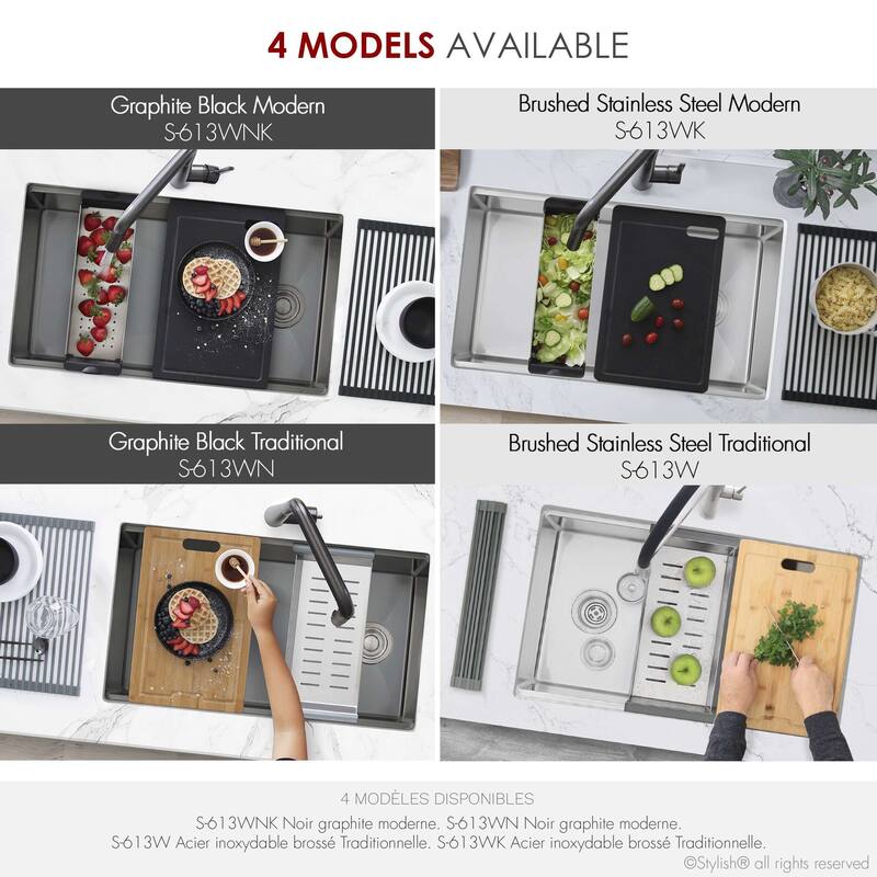 Undermount 33" Workstation Single-Bowl Stainless Steel Kitchen Sink