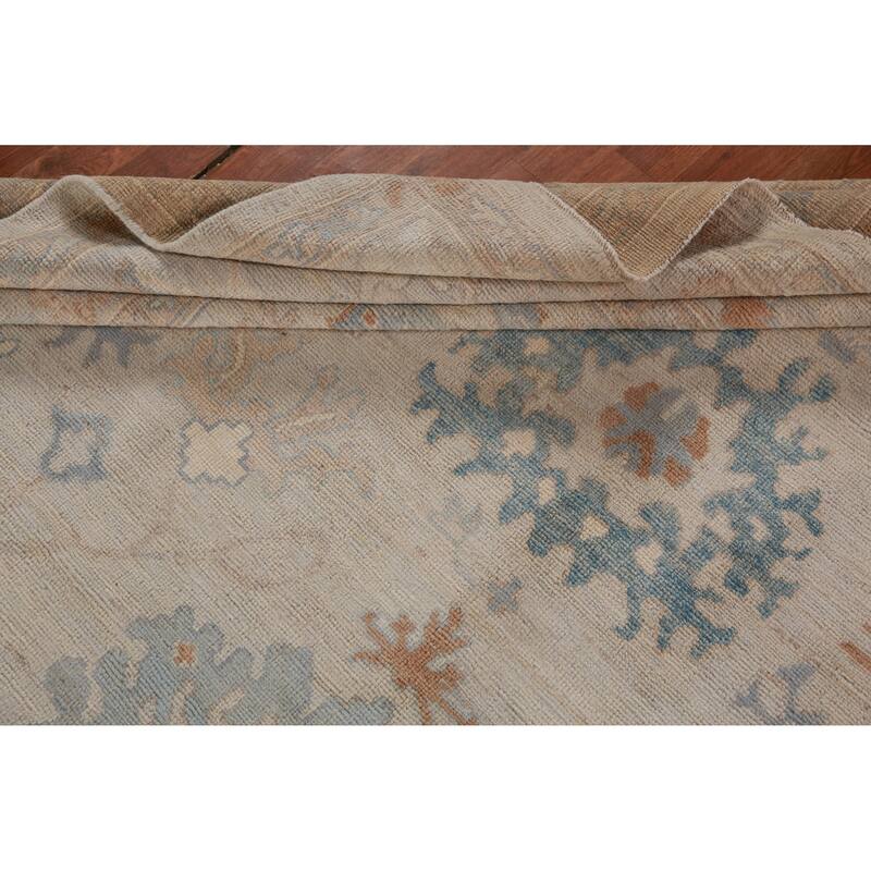 Hand Knotted Oriental 100% Wool Carpet Transitional Medallion Beige & Ivories Oushak Area Rug - 9' 10'' X 8' 1''