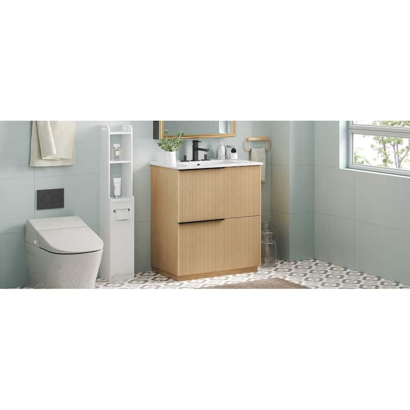 Bathroom Vanity with Ceramic Sink and Drawers