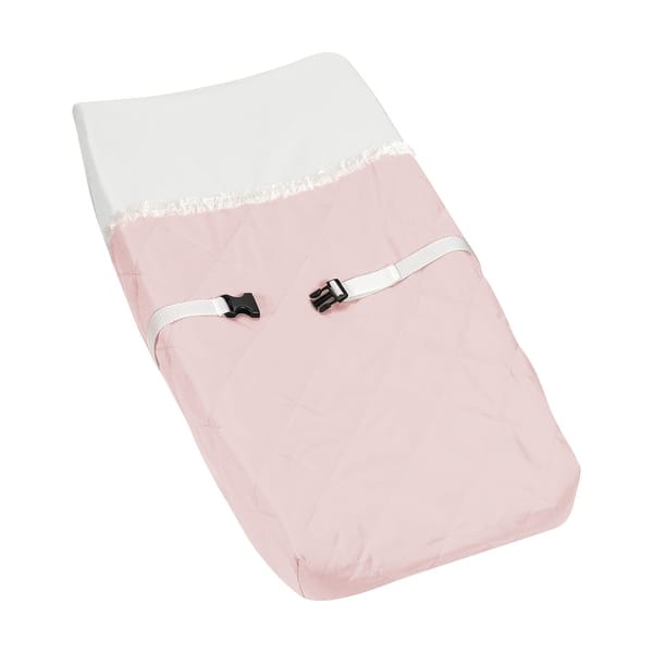 slide 2 of 6, Boho Chic Pink Modern Pastel Girl Changing Pad Cover Bohemian Geometric Elegant Cream Off White Ivory Mid Century Retro Abstract Blush Pink Off White Ivory - Assembled