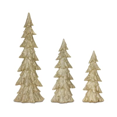 Rustic Gold Pine Tree (Set of 3) - N/A