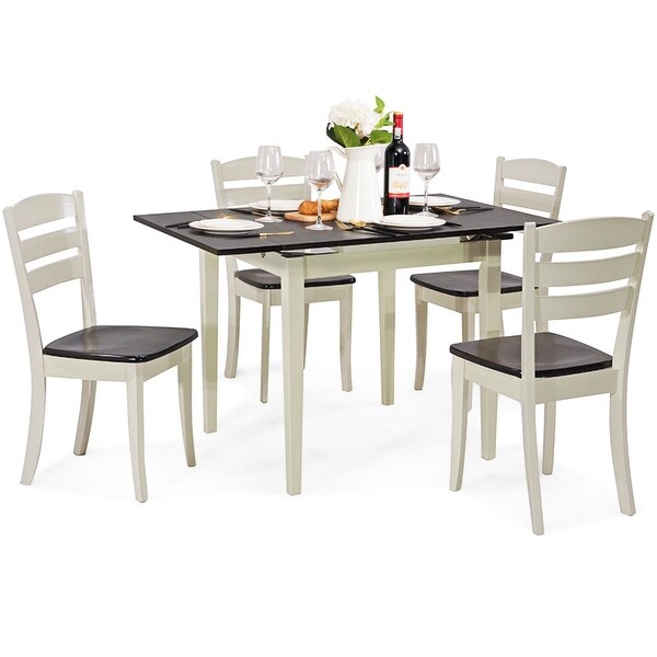 Shop Costway Extending 5 Piece Wood Dining Table Set 4 ...