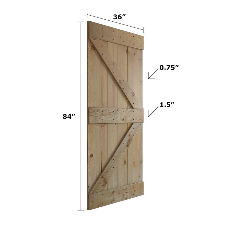 Coast Sequoia 48in/60in/72in/76in/84in x 84in K Series Pine Wood Double Sliding Barn Door With Hardware Kit