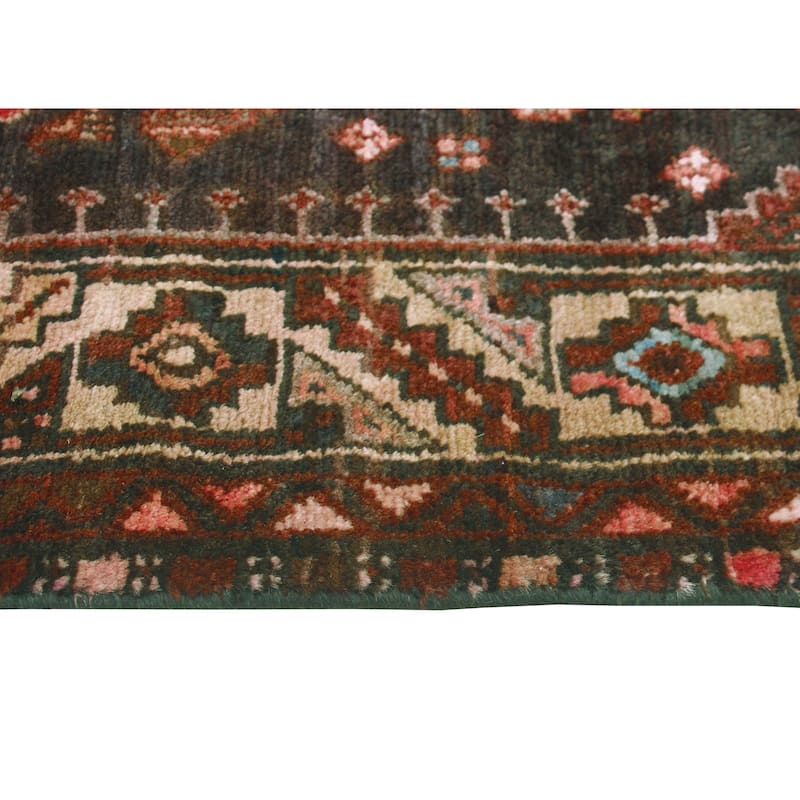 Fine Vintage Distressed Sara Charcoal/Beige Runner - 3'4" x 7'10"