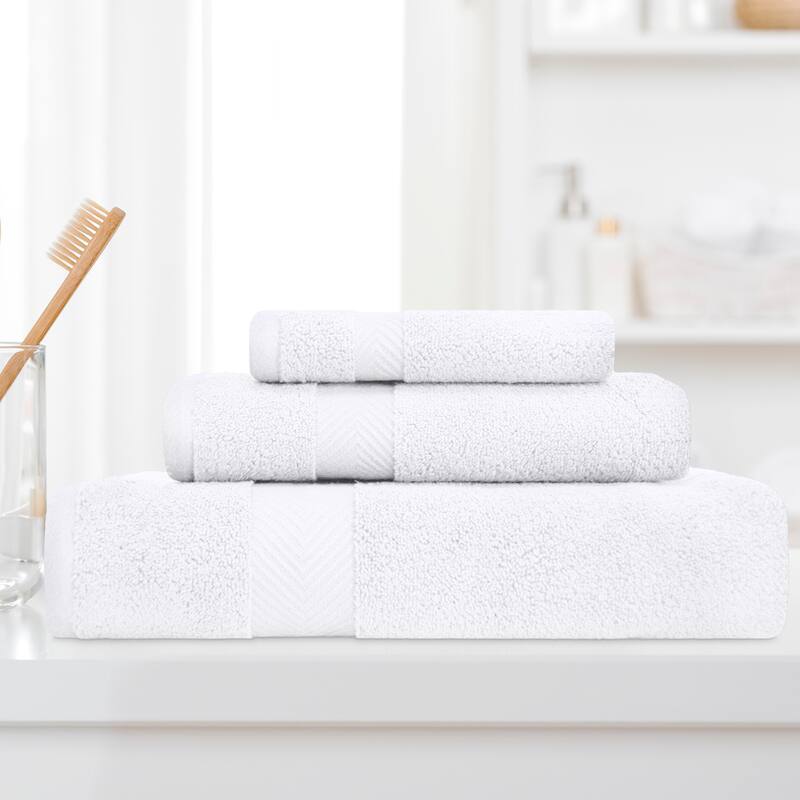 Superior Soft & Absorbent Zero Twist Cotton 3-piece Towel Set - White
