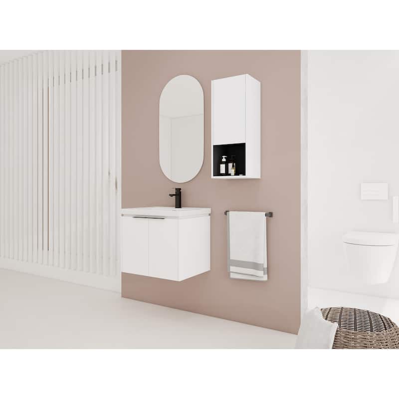 24" Wall-Mounted Bathroom Vanity With Ceramic Sink